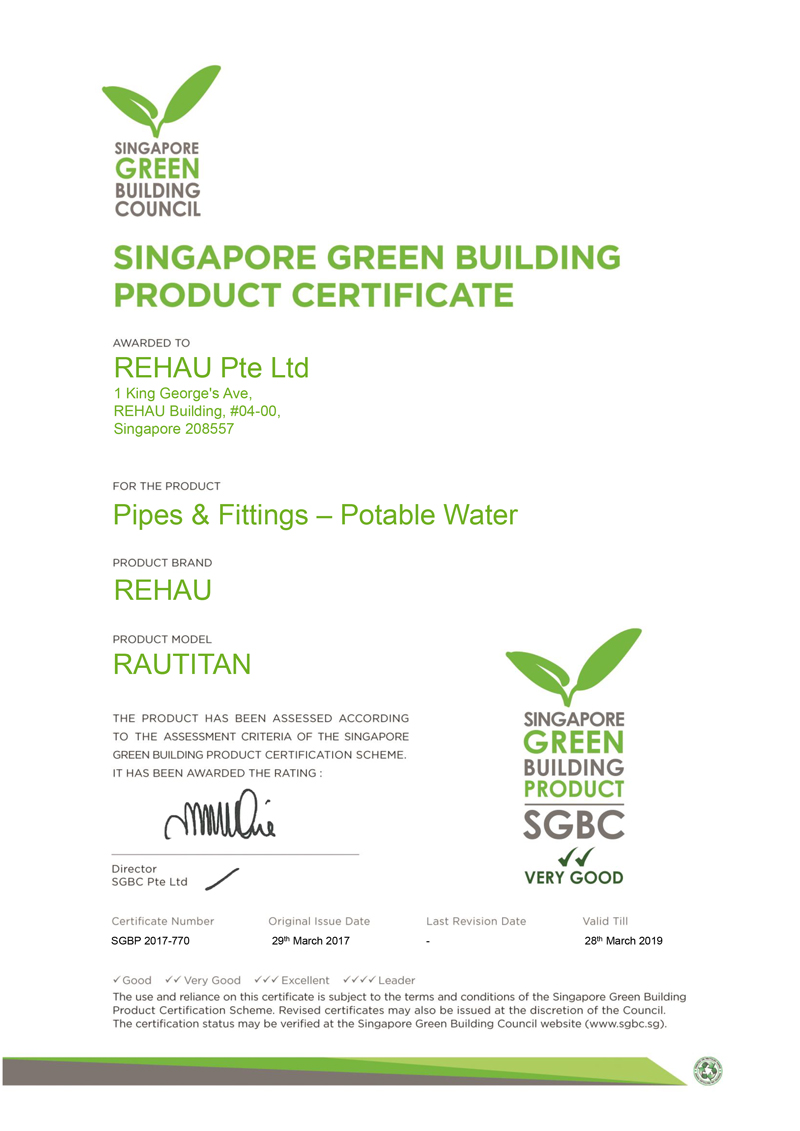 Chứng nhận sản phẩm công trình Singapore green